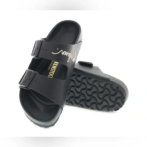 NWT Women’s Sz. 35 (5) Lingua Franca & Birkenstock "give a damn" Arizona Sandal - Picture 2 of 15